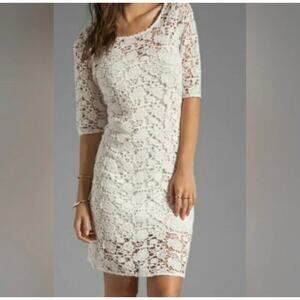 Velvet by Graham & Spencer Cream Crochet Sheer Lace Dress, size Small